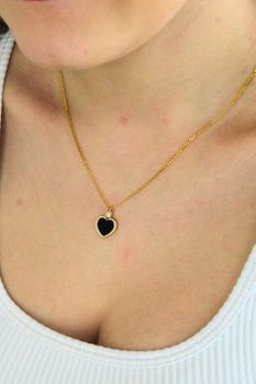 Złota zawieszka serce z onyksem 585  Prezent na Walentynki (1).jpg